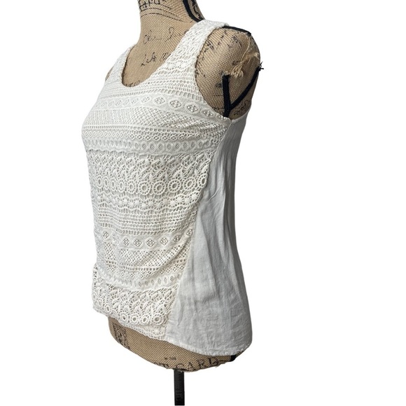 Anthropologie Sunday In Brooklyn Womens Tank Top Size XS Cream Crochet Front - Picture 2 of 9